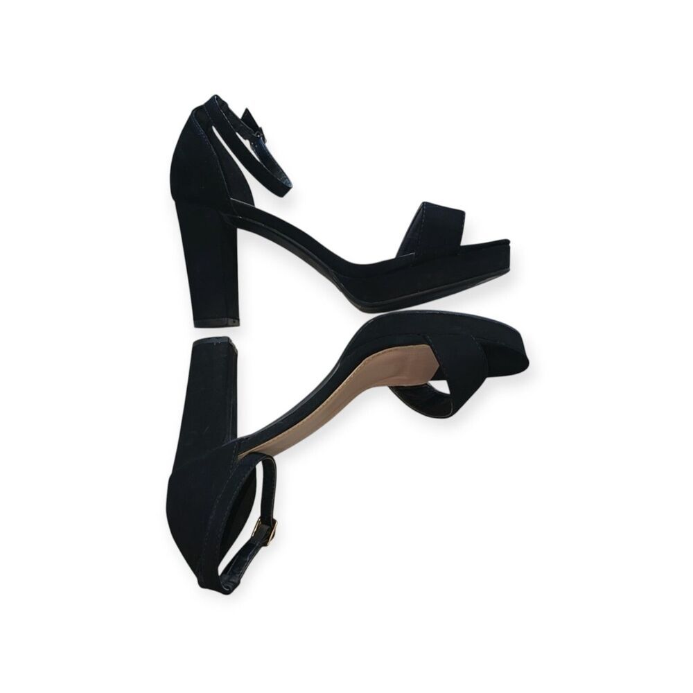 TOP MODA WOMEN'S PLATFORM CHUNKY HEEL Sandel SHOES, BLACK, Size 7